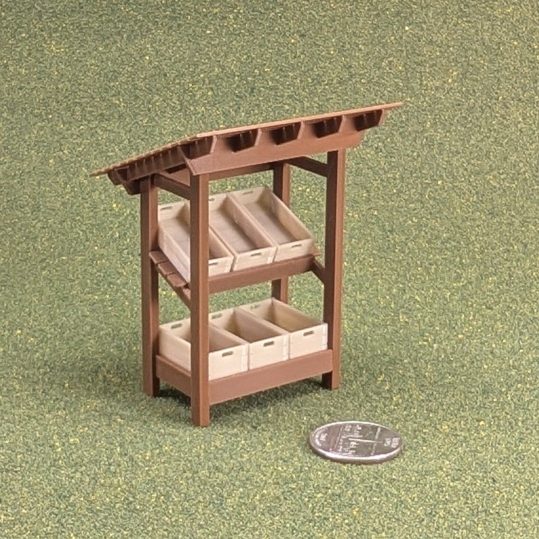 1:24 Scale Farmers Market Stand with Crates - 3 " tall