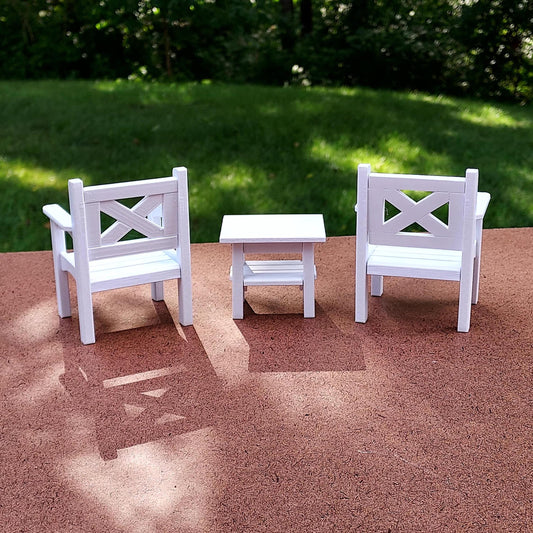 Patio Chair Furniture Set - 2 chairs and a table in 1:12 scale