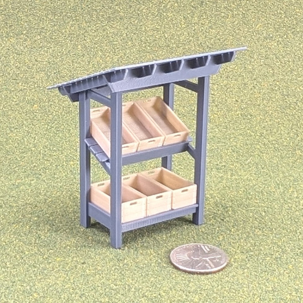 1:24 Scale Farmers Market Stand with Crates    - 3 " tall