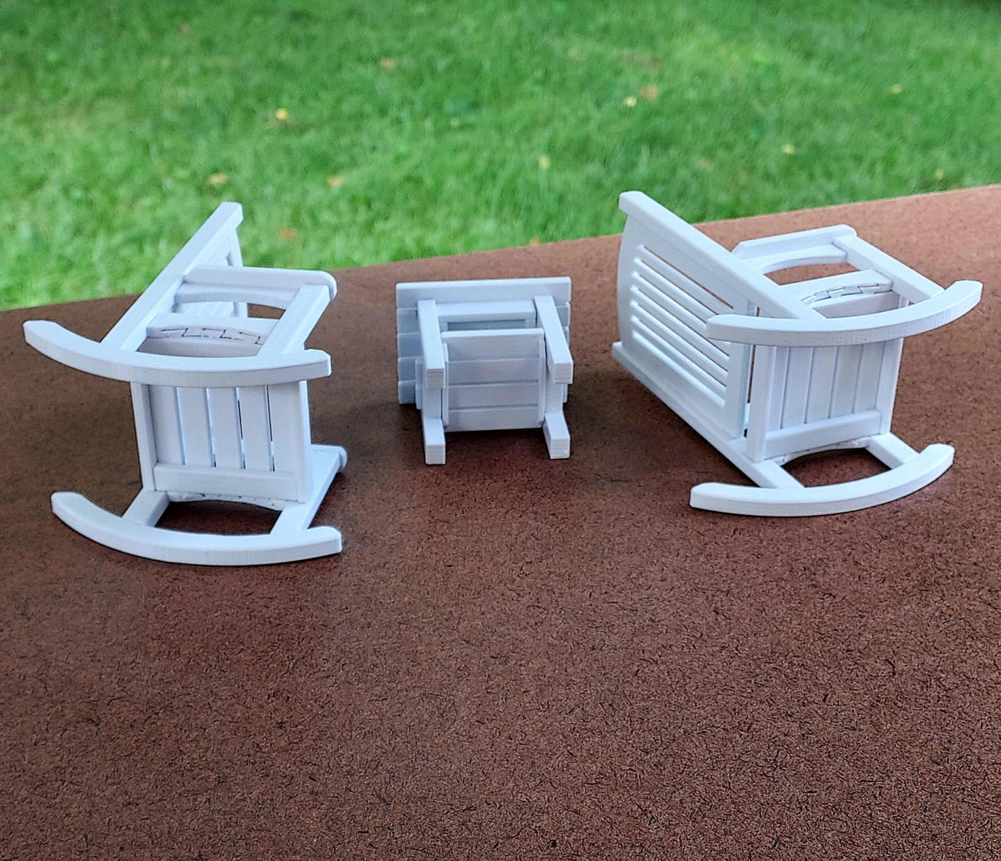 Patio Rocking Chair Set - 2 chairs and a table in  1:12 scale