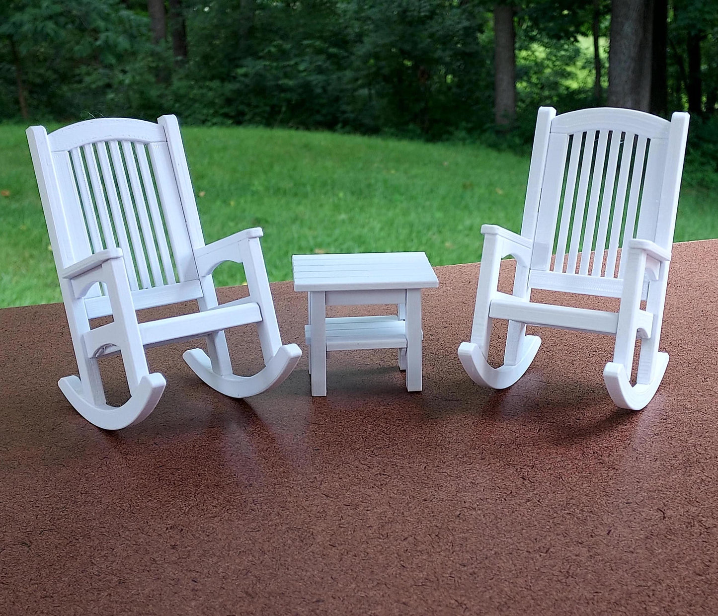 Patio Rocking Chair Set - 2 chairs and a table in  1:12 scale