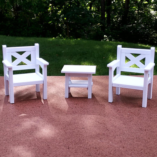 Patio Chair Furniture Set - 2 chairs and a table in 1:12 scale