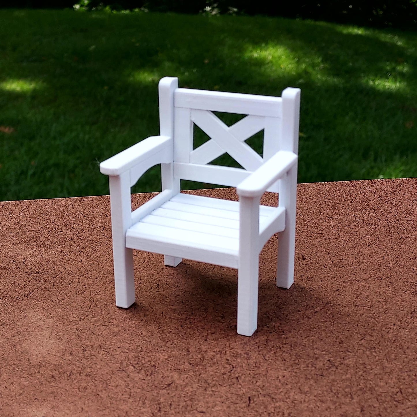 Patio Furniture Set - 1:12 Scale Dollhouse Bench, Chair, Tables