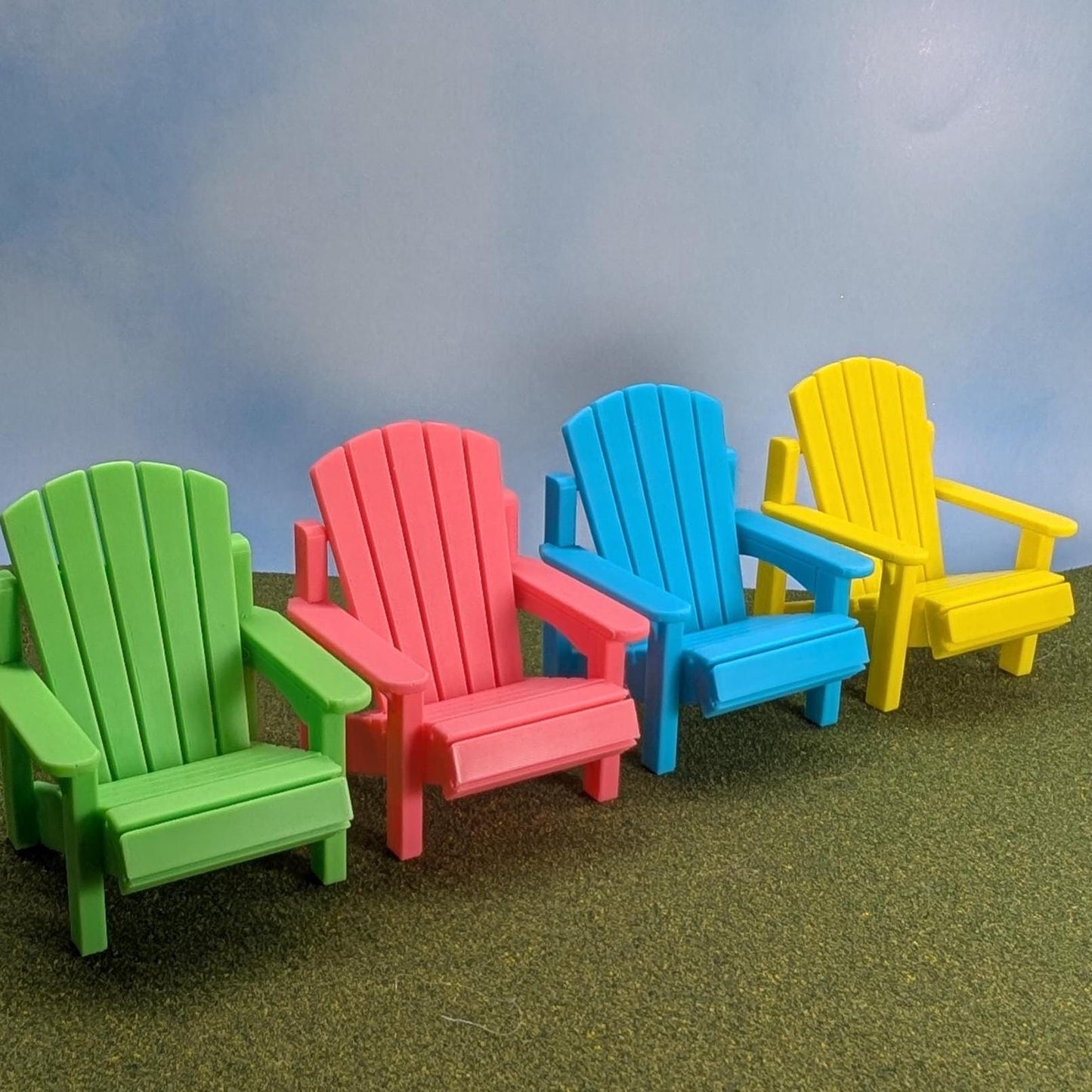 Adirondack Patio Set (2 chairs and a side table) 1:12 scale - chair is 3 1/2" tall