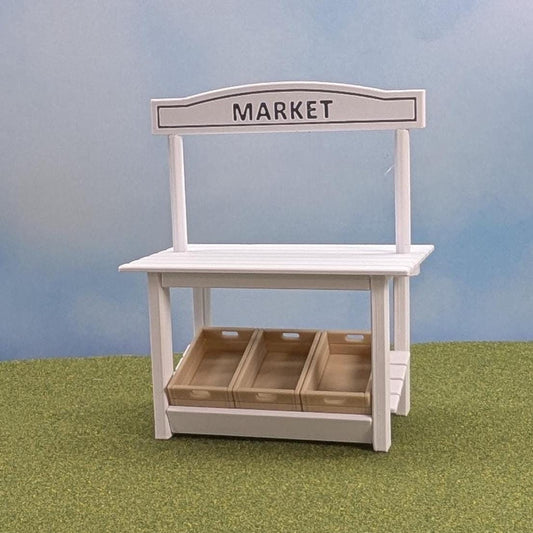 Seasonal Market Stand with 3 signs and crates - personalized sign available - 1:12 scale - 5 1/2" tall