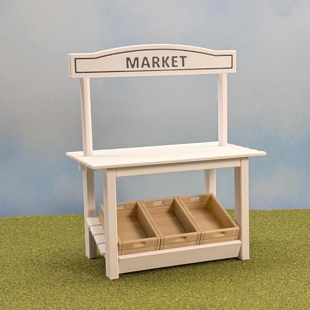 Seasonal Market Stand with 3 signs and crates - personalized sign available - 1:12 scale - 5 1/2" tall