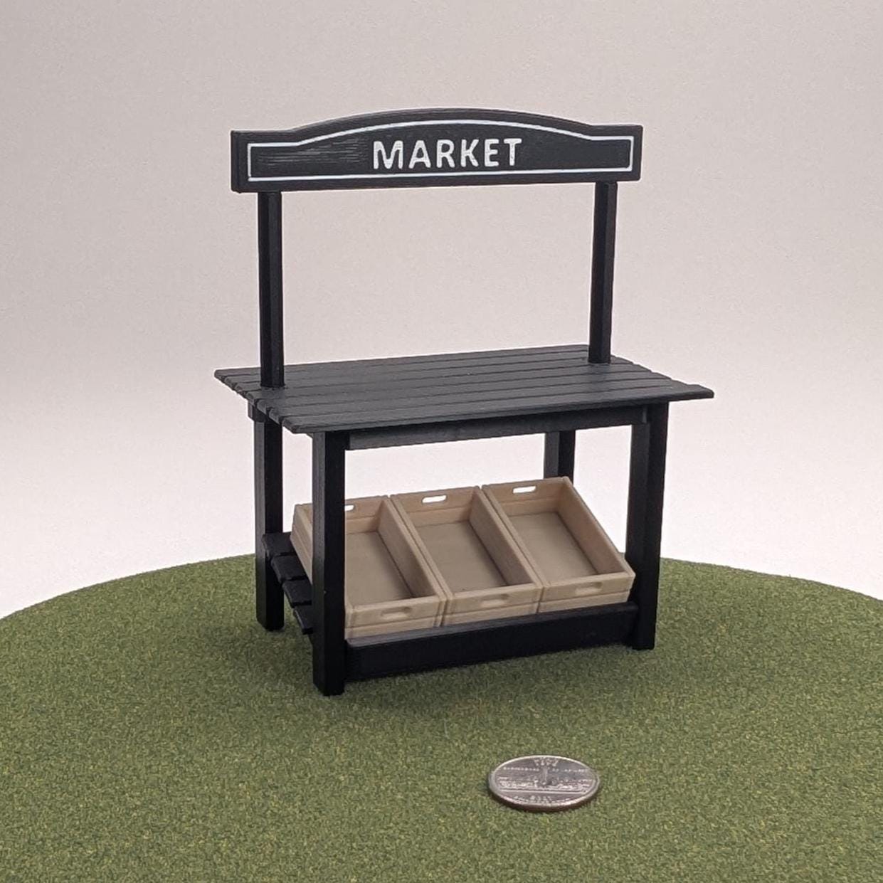 Seasonal Market Stand with 3 signs and crates - personalized sign available - 1:12 scale - 5 1/2" tall