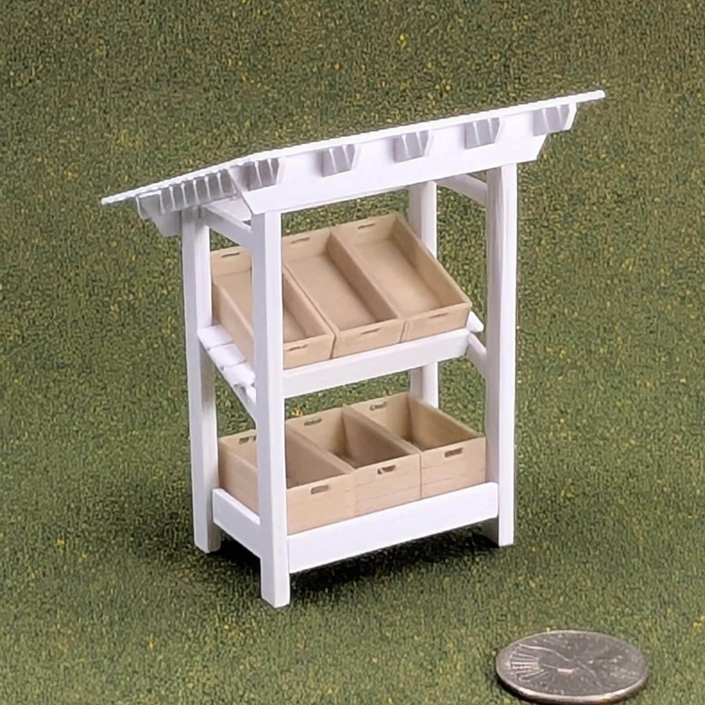 Farmers Market Stand with Crates   1:24 scale - 3 1/4" tall