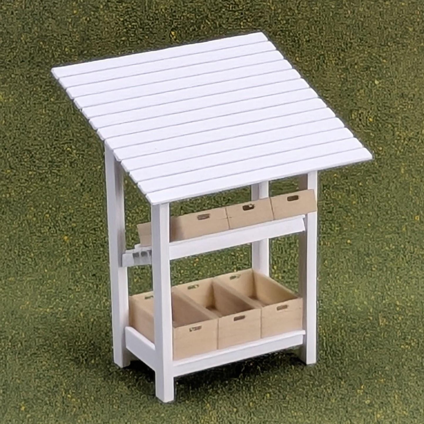 Farmers Market Stand with Crates   1:24 scale - 3 1/4" tall