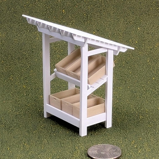 Farmers Market Stand with Crates   1:24 scale - 3 1/4" tall